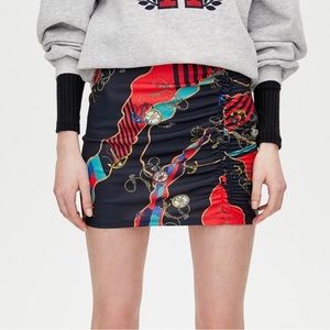 NWT Pull&Bear unique colorful miniskirt Women size L pop art funky compass